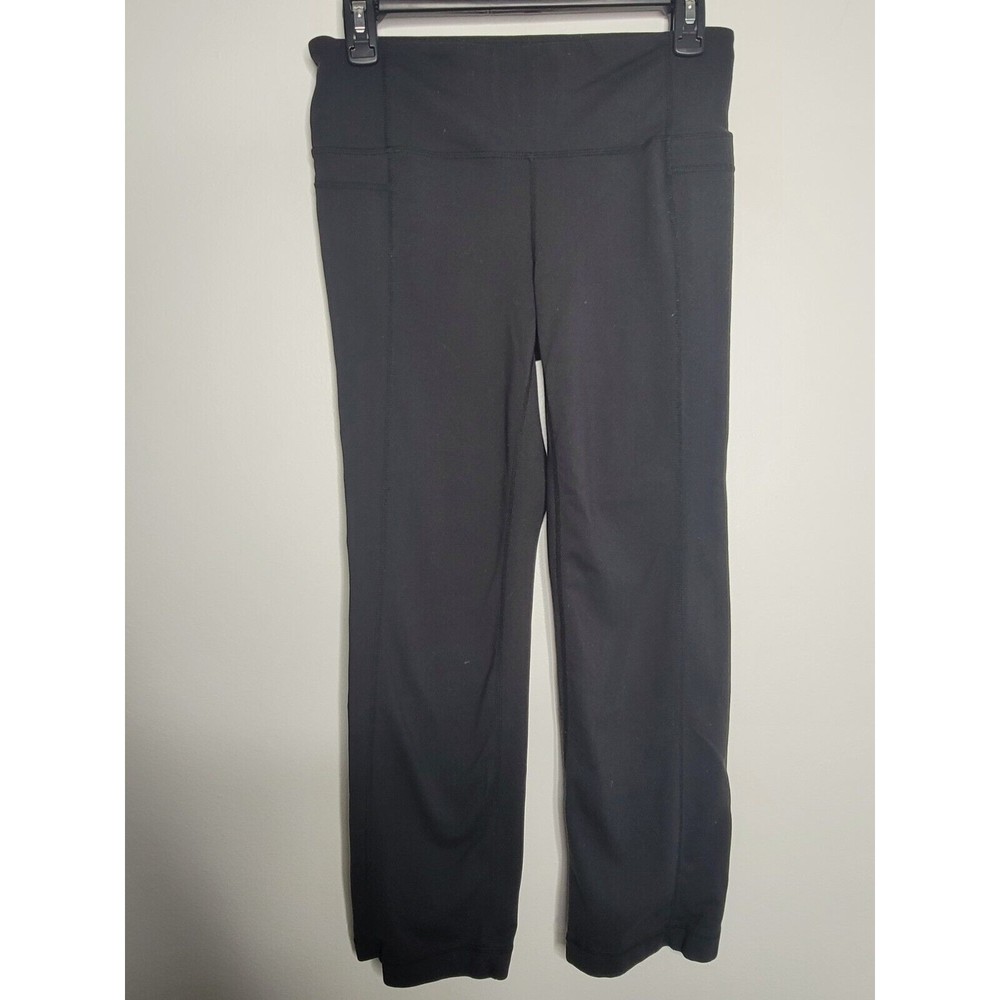 Athleta Womens Straight Up Black Capri Crop Yoga Leggings Inside Pocket‎ Medium
